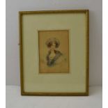 19th century British School, portrait of an elegant lady, watercolour painting, 16cm x 11cm, gilt fr