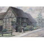 Roy Porter - oil on board study of a half timbered cottage 38 x 49 cm signed dated 1979