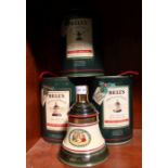 Three boxed Christmas Bells Scotch whisky decanters