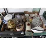 Two boxes of domestic pottery and glassware