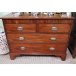 19th century mahogany low chest of four drawers supported on bracket feet 85 x 110 cm