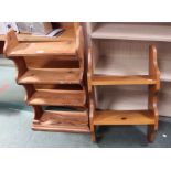 Two sets of pine shelves