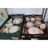 A box containing Wileman and Co Foley china part tea service with a selection of Royal Grafton
