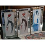 Three mirror framed fashion prints