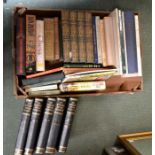 A box containing a selection of books, engineering, woodworking etc