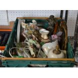 A Bigwood crate containing a selection of porcelain and other useful and collectible items