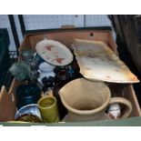 A box containing a selection of glass and porcelain wares various