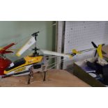 A radio control battery powered model helicopter