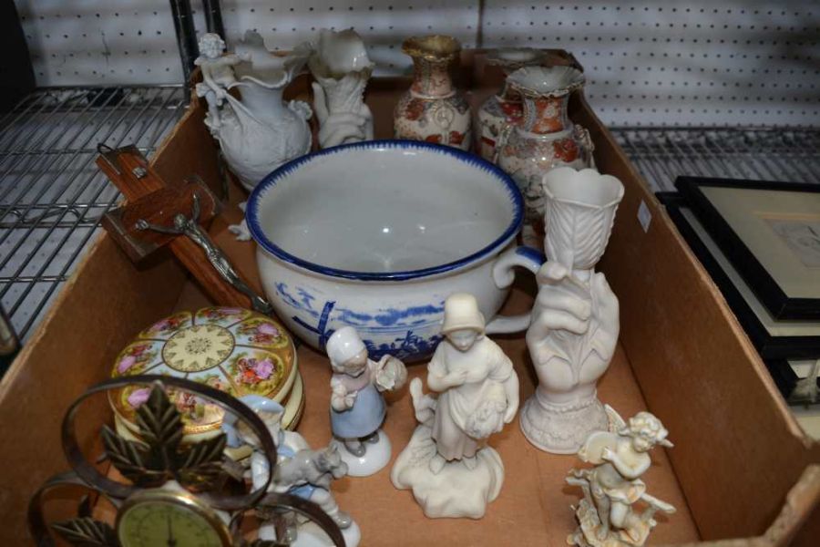 A box containing Oriental vases and other porcelain figures etc