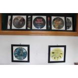 9 framed vinyl picture discs - Pink Floyd, Black Sabbath, Marillion, Iron Maiden, Queen, Meat Loaf
