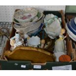 A box containing a selection of useful and collectible porcelain items