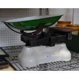 Large set of retro design kitchen scales with weights