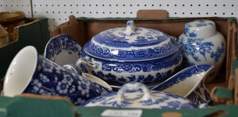 A box of blue & white pottery