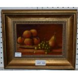 European School, a still life study of fruit, oil on board 12cm x 16cm, gilt framed
