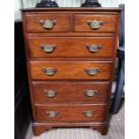 A small Walnut finished chest of six drawers 90 x 56 cm