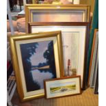 R. Ford - An oil on board with a limited edition print of Swans and a reproduction canvass sailing