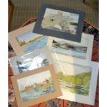 James Cleaver - (1911 - 2003) Six various mounted watercolours, mainly riverscapes