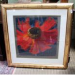 After Nell Whatmore, signed limited edition, coloured poppy head print titled 'Carmen', signed in ga