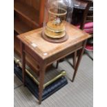 A late 19th/early20th century fancy inlaid satinwood side table with single drawer upon four slender