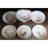 Royal Worcester hand painted pink rose dessert service