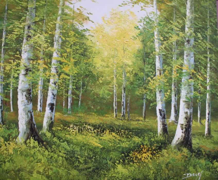 Two paintings of woodlands one original unframed the other limited edition print in gallery frame - Image 2 of 6