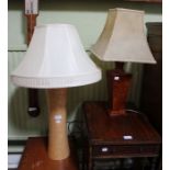 Two modern wooden lamps