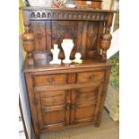 A small reproduction oak Court cupboard