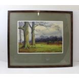 H Bailey, Heath and woodland landscape with rabbits, watercolour painting, signed and dated 1913, 27