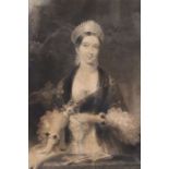 A maple framed print of young Victoria, 30cm x 24cm
