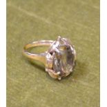 A 9ct gold dress ring, inset facet cut quartz stone, gross weight 4.3g, ring size, L1/2