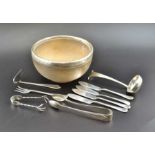 Mappin & Webb, A silver casting ladle Birmingham 1935, together with various silver items, to includ