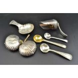 Two Georgian silver caddy spoons, etc.