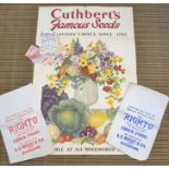 A mid 20th century poster for "Cuthberts Famous Seeds" "Obtainable at all Woolworth Stores", 89cm x