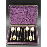 A cased set of silver gilt apostle spoons teaspoons