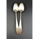 John Warner, A pair of George III silver dessert spoons Cork Ireland, monogrammed B, combined weight