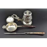 A silver pocket watch, etc.