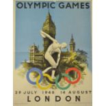 A London 1948 Olympic games official poster, designed by Walter Herz, printed by McCorquodale & Co.,