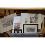 A box of mixed pictures and prints to include farm animals