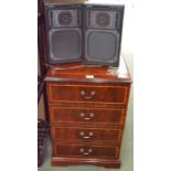 A reproduction mahogany unit containing a Sony music centre with speakers