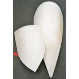 Two plain white painted re-enactment combat shields