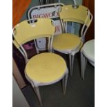 "Origlia" Four stacking yellow Italian restaurant chairs