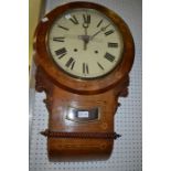 A late Victorian wall clock, inlaid case, with drop dial design