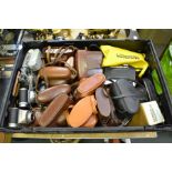 A crate of vintage cameras various