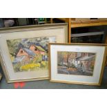 John Fisher, pastel & watercolour and another John Fisher watercolour