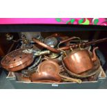 A box of domestic brass & copper wares