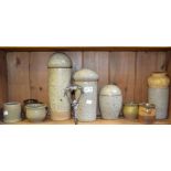 A selection of Studio pottery to include lidded jars