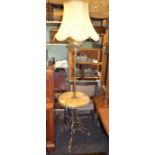 A telescopic brass & marble standard lamp / table