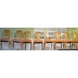 A set of eight Modern Wooden Dining Chairs with upholstered seats
