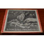 "The Meet" an original boxed 100+ piece 'ZIG-ZAG' puzzle (early jigsaw)