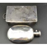 Thomas Johnson, a Victorian silver hip flask, fitted hinged screw fitting cap, London 1869, engraved